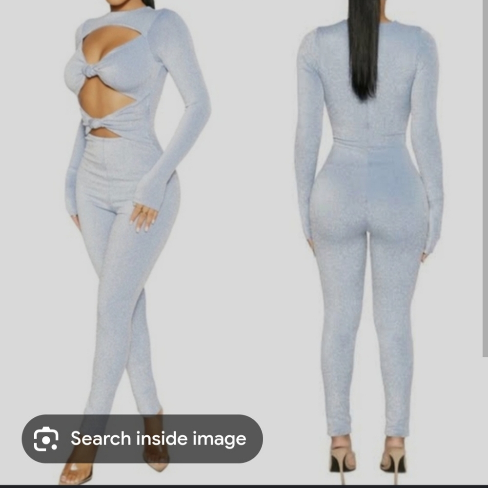 Brand New Naked Wardrobe Glow On Blue Simmer Cutout Jumpsuit-M